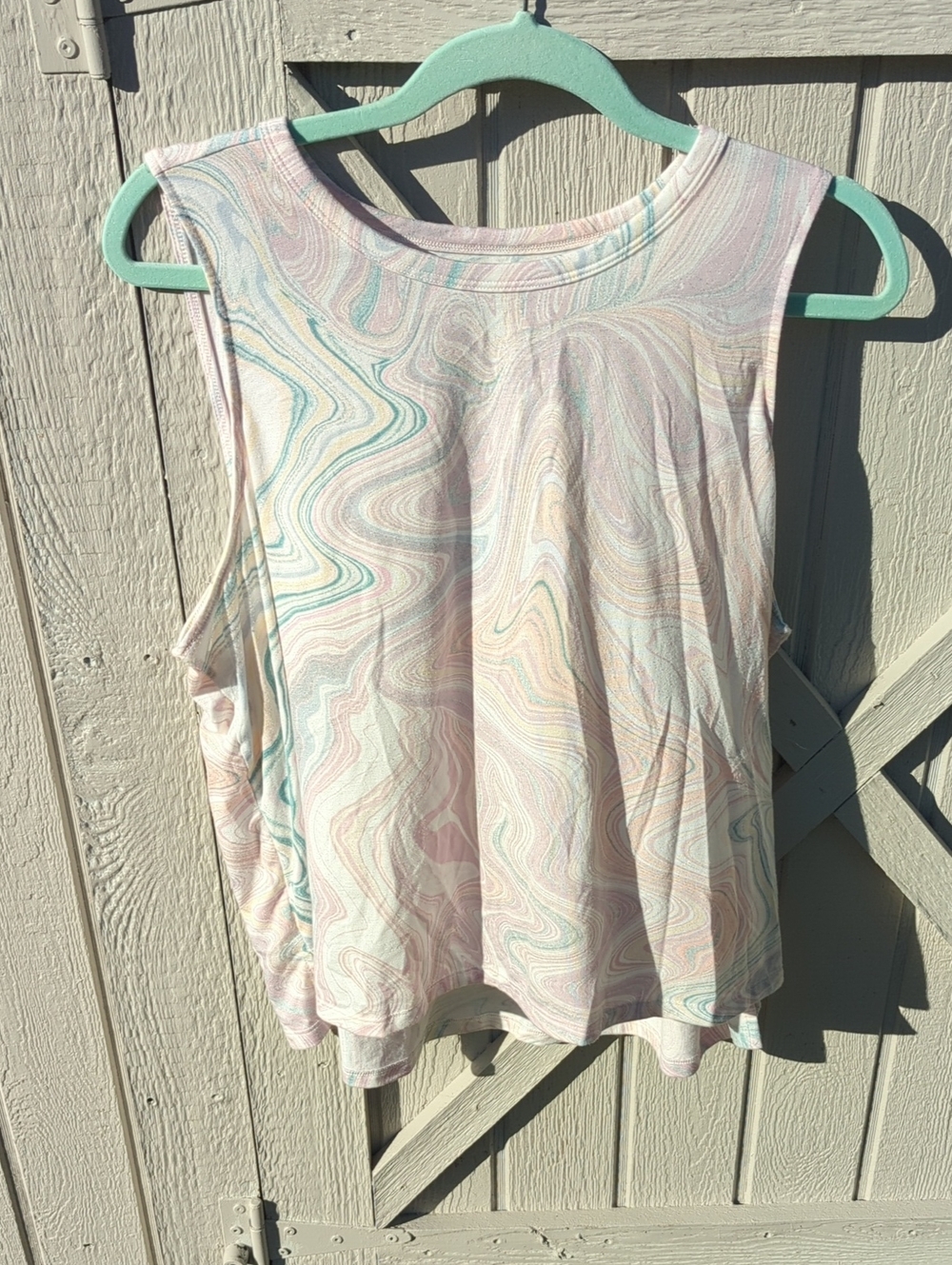 Old Navy Active Pastel Marble-Print Sleeveless Tank Top - Pink Blue Cream